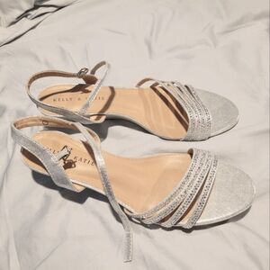 Kelly and Katie silver 2-inch wedge rhinestone sandals size 11 wide